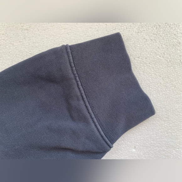 SATURDAYS NYC FRENCH TERRY BOWERY SUN GRAPHIC SWEATSHIRT NAVY BLUE BOYFRIEND - Picture 6 of 9